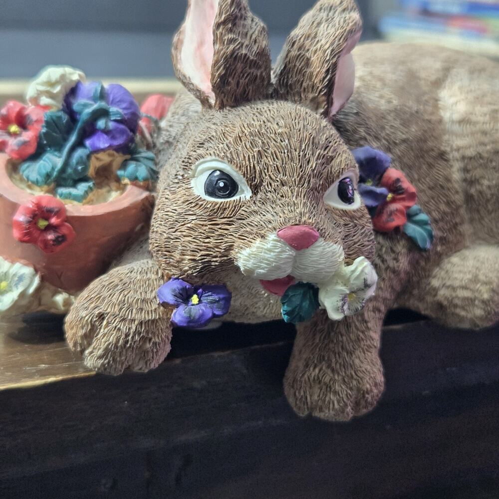 Music Box Shelf Sitter Bunny, “Oh What A Beautiful Morning”, Resin~Easter Rabbit - Picture 2 of 11